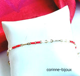 Bracelet fin à mailles fines rouge et blanc
