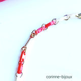 Bracelet fin à mailles fines rouge et blanc
