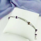 Bracelet fin violet chaine acier carree