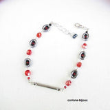 Bracelet métal argenté rouge