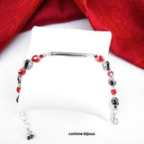 Bracelet métal argenté rouge