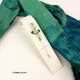 épingle à chapeau fleur tissu bleu vert