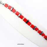 corinne lannel bijoux - bracelet double rangs miyuki rouge miyuki hématite perles argentées