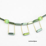 Collier vert hématite et métal