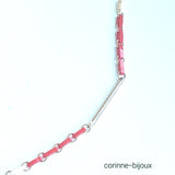 Collier fin rouge et écru effet corail