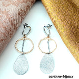 Boucles d'oreilles créoles pendantes - argenté et doré