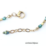 Collier vert foncé avec pendentif en laiton fait main