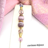 Broche épingle à chapeau vieux rose en verre