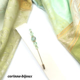 Broche épingle à chapeau en verre murano vert clair