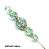Broche épingle à chapeau en verre murano vert clair