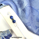 Broche épingle en lapis-lazuli et cristal de roche