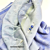 Broche épingle en lapis-lazuli et cristal de roche