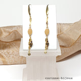 Boucles d'oreilles en résine beige et doré