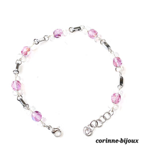 Bracelet chaine rose-violet et argenté