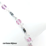 Bracelet chaine rose-violet et argenté