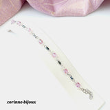 Bracelet chaine rose-violet et argenté