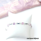 Bracelet chaine rose-violet et argenté