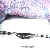 Bracelet moderne et original en perles d'hématite couleur arc-en-ciel. Bracelet fait main créé à Beynes dans les Yvelines.