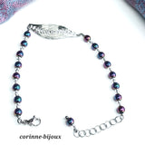 Bracelet moderne et original en perles d'hématite couleur arc-en-ciel 