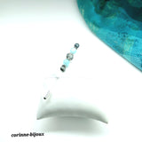 Epingle à chapeau en pierre larimar et oeil de chat