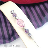 Broche épingle à chapeau en verre bleu violet