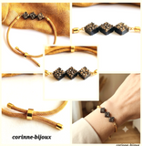 bracelet en cordon jaune doré vintage avec système coulissant ajustable à tous les poignets