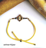 bracelet artisanal en cordon jaune et ajustable