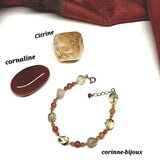 bracelet en citrine et en cornaline. Bracelet aux forme naturel