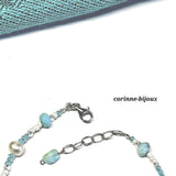 bracelet fin en larimar avec un fermoir ajustable en argent rhodié
