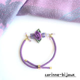 bracelet feur violette réglable fait main