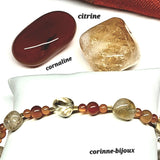 bracelet aux formes naturelles composé de pierre orange en cornaline et de pierre jaune translucide en citrine
