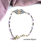 joli bracelet fin et élégant avec sa partie centrale en strass. Un contour fin en perles de verre et de cristal rose. Fermoir en acier doré inoxydable. Bracelet fait main et unique. Bracelet crée à Beynes dans les Yvelines.