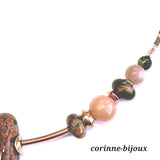 collier original et rafiné en pierre fine unakite et pierre de lune saumon.
Collier fait main et unique crée à Beynes dans les Yvelines