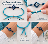 Bracelet coulissant hématite bleu turquoise