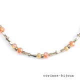 Collier fleur en satin orange et doré