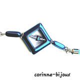 Bracelet coulissant hématite bleu turquoise