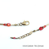 Collier fleur en satin rouge et doré