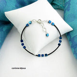 Bracelet bleu turquoise tiges métal