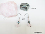Boucles d'oreilles quartz rose et hématite