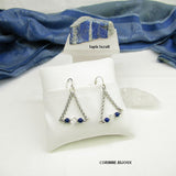 Boucles d'oreilles Lapis Lazuli chaine argent