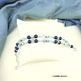 Bracelet bleu double rangs