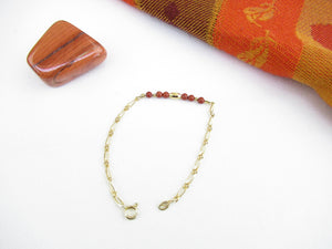bracelet chaine plaqué or jaspe rouge