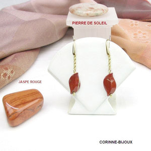 Corinne Lannel Bijoux - boucles d'oreilles en jaspe rouge plaqué or