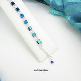 Bracelet 2 rangs bleu turquoise hématite