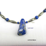 Collier Lapis Lazuli et Pyrite plaqué or