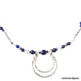 Collier Lapis lazuli sur chaine en argent rhodié